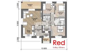 Дом 120м², 1-этажный, участок 5 сот.  