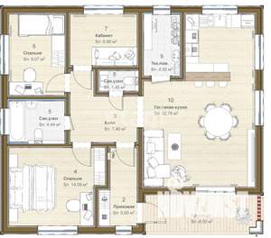 Дом 95м&sup2;, 1-этажный, участок 10 сот.  