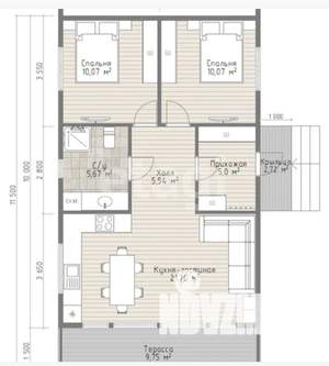 Дом 75м&sup2;, 1-этажный, участок 10 сот.  