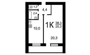 1-к квартира, на длительный срок, 36м2, 4/6 этаж