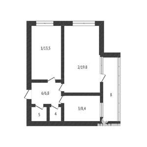 2-к квартира, на длительный срок, 54м2, 3/8 этаж