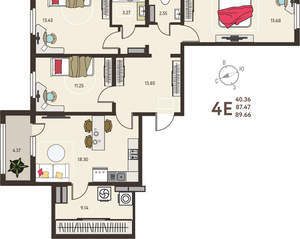 3-к квартира, вторичка, 90м2, 10/17 этаж