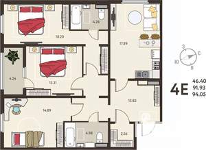 3-к квартира, вторичка, 94м2, 2/18 этаж