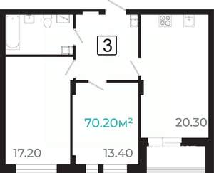 3-к квартира, вторичка, 69м2, 2/21 этаж