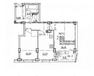 2-к квартира, вторичка, 58м2, 5/10 этаж