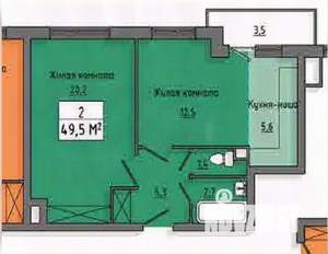 2-к квартира, сданный дом, 50м2, 5/10 этаж