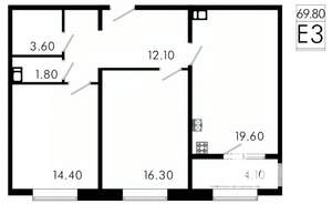 3-к квартира, вторичка, 70м2, 3/8 этаж