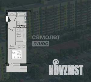 Студия квартира, вторичка, 29м2, 1/10 этаж