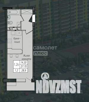 Студия квартира, вторичка, 29м2, 1/10 этаж