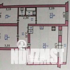 3-к квартира, вторичка, 76м2, 4/5 этаж
