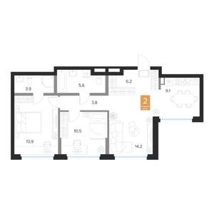 2-к квартира, вторичка, 67м2, 10/16 этаж
