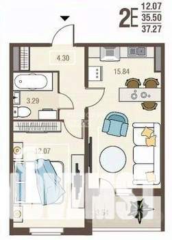 1-к квартира, вторичка, 35м2, 2/10 этаж