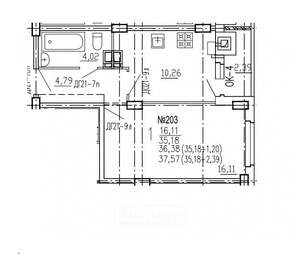 1-к квартира, вторичка, 38м2, 4/10 этаж