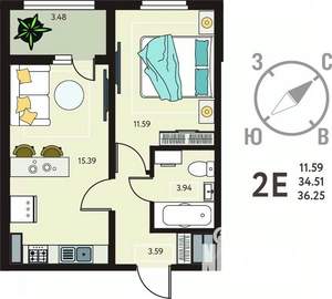 1-к квартира, вторичка, 36м2, 2/18 этаж