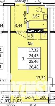 Студия квартира, строящийся дом, 26м2, 1/11 этаж