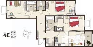 3-к квартира, вторичка, 89м2, 1/18 этаж