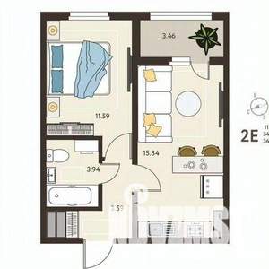 1-к квартира, вторичка, 37м2, 2/17 этаж