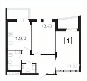 2-к квартира, вторичка, 61м2, 13/21 этаж