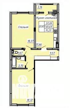 3-к квартира, вторичка, 71м2, 4/8 этаж