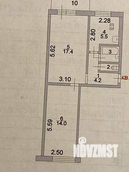 2-к квартира, вторичка, 44м2, 4/5 этаж
