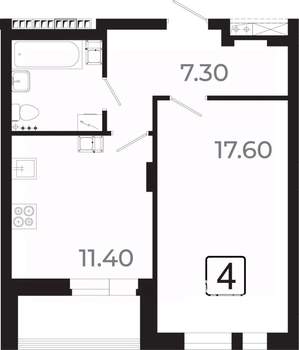 1-к квартира, вторичка, 42м2, 13/21 этаж