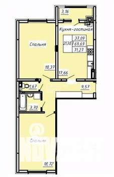 3-к квартира, вторичка, 71м2, 7/8 этаж