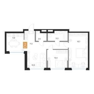 2-к квартира, вторичка, 68м2, 10/16 этаж