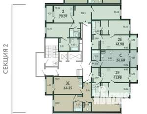2-к квартира, вторичка, 70м2, 10/18 этаж