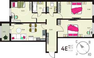 3-к квартира, вторичка, 81м2, 8/17 этаж