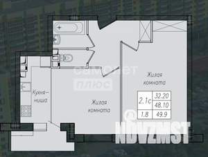 2-к квартира, вторичка, 50м2, 6/10 этаж