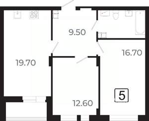 3-к квартира, вторичка, 66м2, 10/21 этаж
