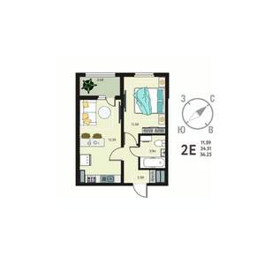 1-к квартира, вторичка, 36м2, 10/18 этаж