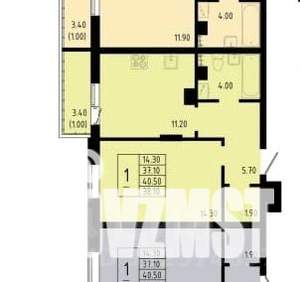 1-к квартира, строящийся дом, 39м2, 3/17 этаж