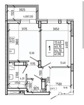 1-к квартира, вторичка, 42м2, 11/21 этаж