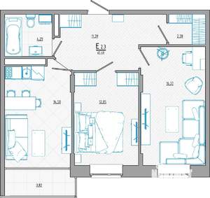 2-к квартира, строящийся дом, 68м2, 7/8 этаж