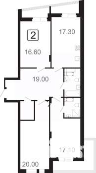 4-к квартира, вторичка, 106м2, 10/21 этаж