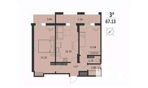 2-к квартира, строящийся дом, 67м2, 1/16 этаж