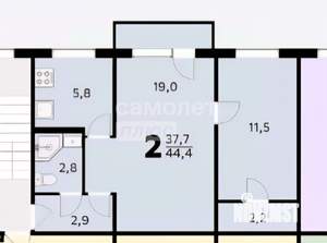 2-к квартира, вторичка, 46м2, 5/5 этаж