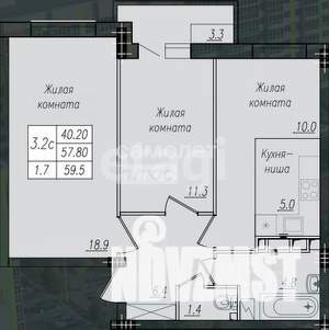 3-к квартира, вторичка, 60м2, 8/10 этаж