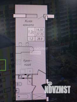 1-к квартира, вторичка, 29м2, 1/10 этаж