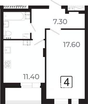 1-к квартира, вторичка, 42м2, 16/21 этаж
