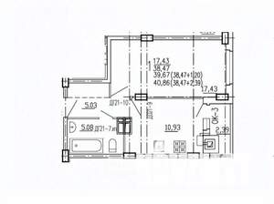 1-к квартира, вторичка, 41м2, 9/10 этаж