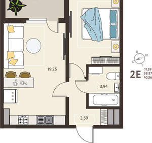 1-к квартира, вторичка, 41м2, 9/18 этаж