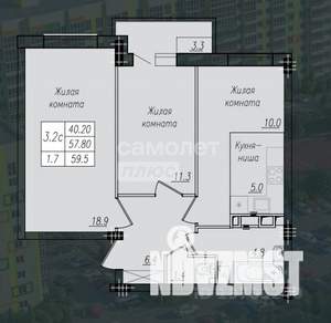 3-к квартира, вторичка, 60м2, 2/10 этаж