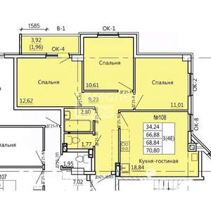 4-к квартира, вторичка, 71м2, 3/11 этаж