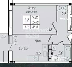 1-к квартира, вторичка, 36м2, 2/9 этаж