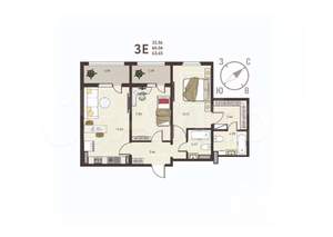 2-к квартира, вторичка, 64м2, 2/17 этаж