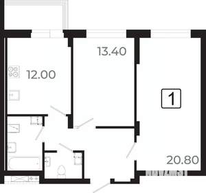 2-к квартира, вторичка, 63м2, 2/21 этаж
