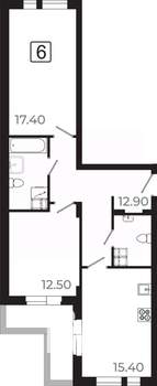 3-к квартира, вторичка, 69м2, 3/21 этаж