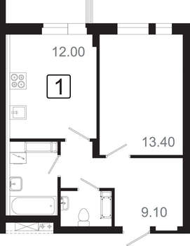 1-к квартира, вторичка, 42м2, 21/21 этаж
